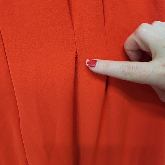 Lela Rose Stretch Crepe Halter Maxi Dress Size 8 Red Orange Couture Designer - Picture 12 of 16